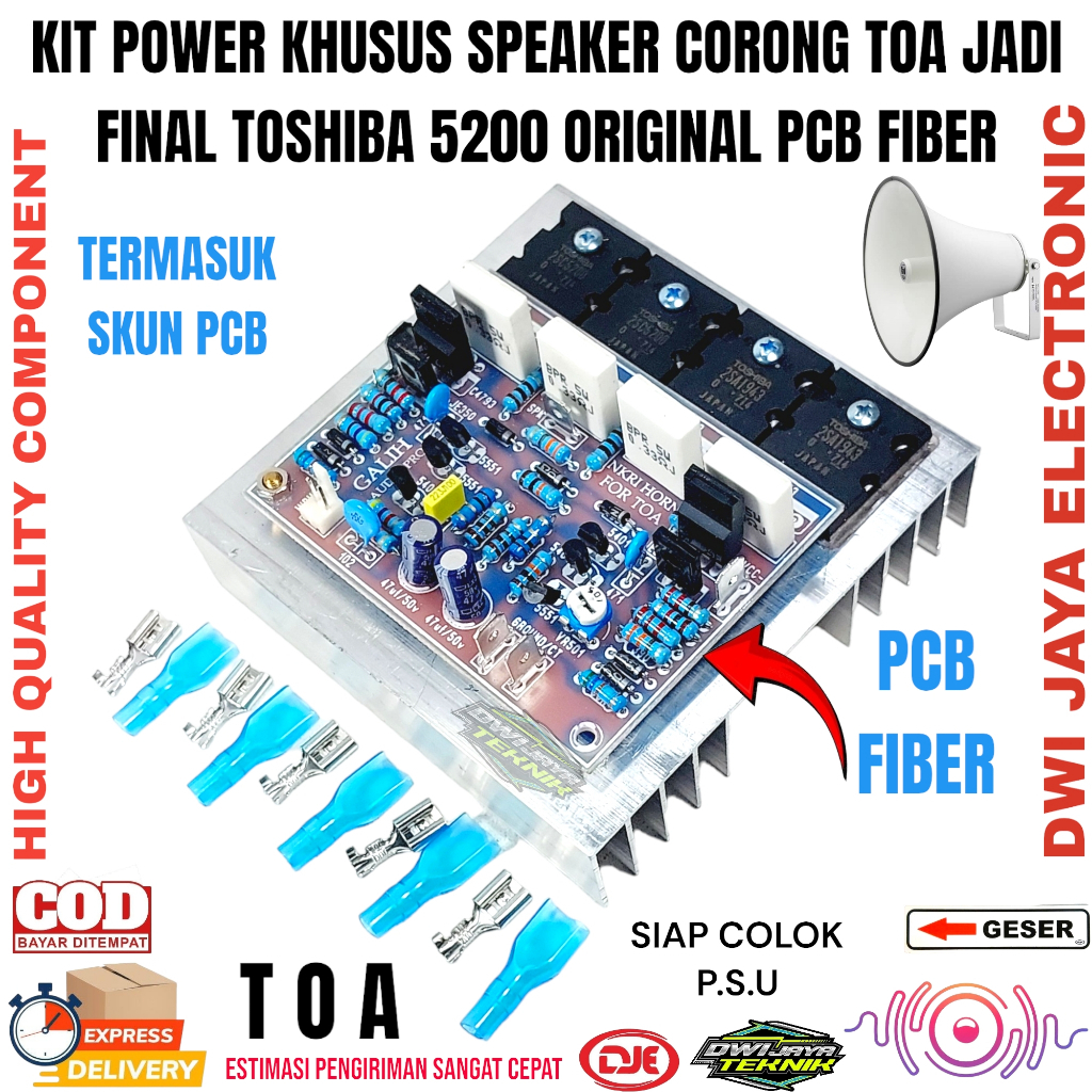 Jual Kit Driver Power PCB FIBER Khusus Speaker Corong/TOA JADI Final