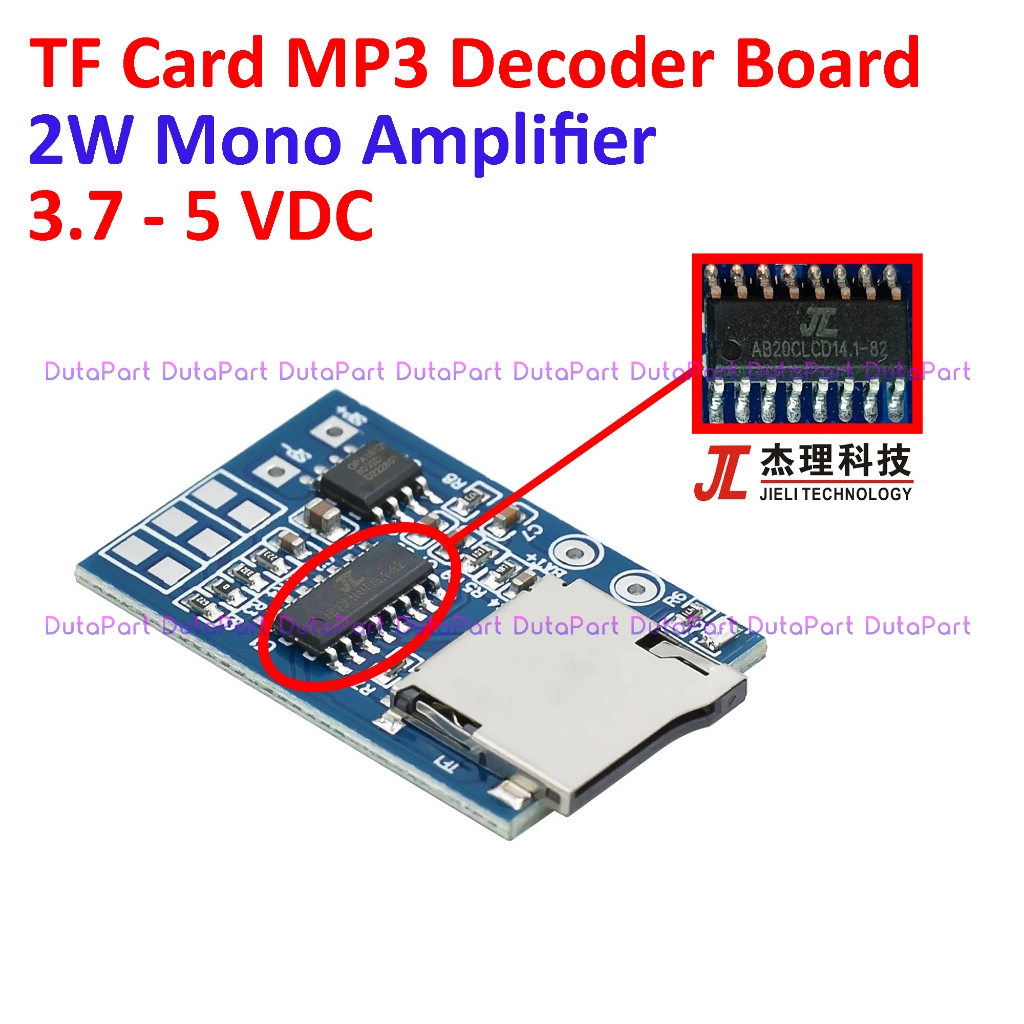 Jual TF Card MP3 Decoder Board 2W Mono Module 3.7-5V Amplifier Player ...