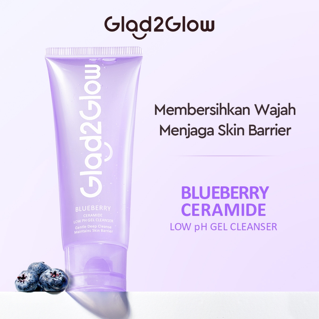 Jual Glad2Glow Blueberry Ceramide Low pH Gel Cleanser sabun cuci muka