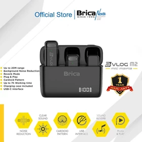 Brica B VLOG M2 Dual Wireless Microphone Clip On Mic Vlog With Charging Case BVLOG