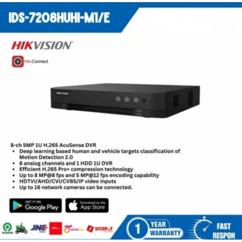 Jual HIKVISION IDS 7208HUHI M1 E DVR 5MP 8 CHANNEL AcuSense | Shopee ...