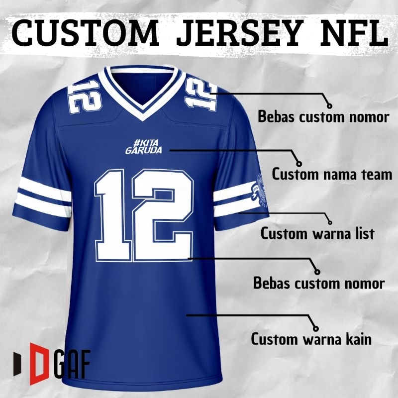 Jual CUSTOM BAJU JERSEY NFL FOOTBALL- BIG SIZE JUMBO PLUS SIZE - JERSEY ...