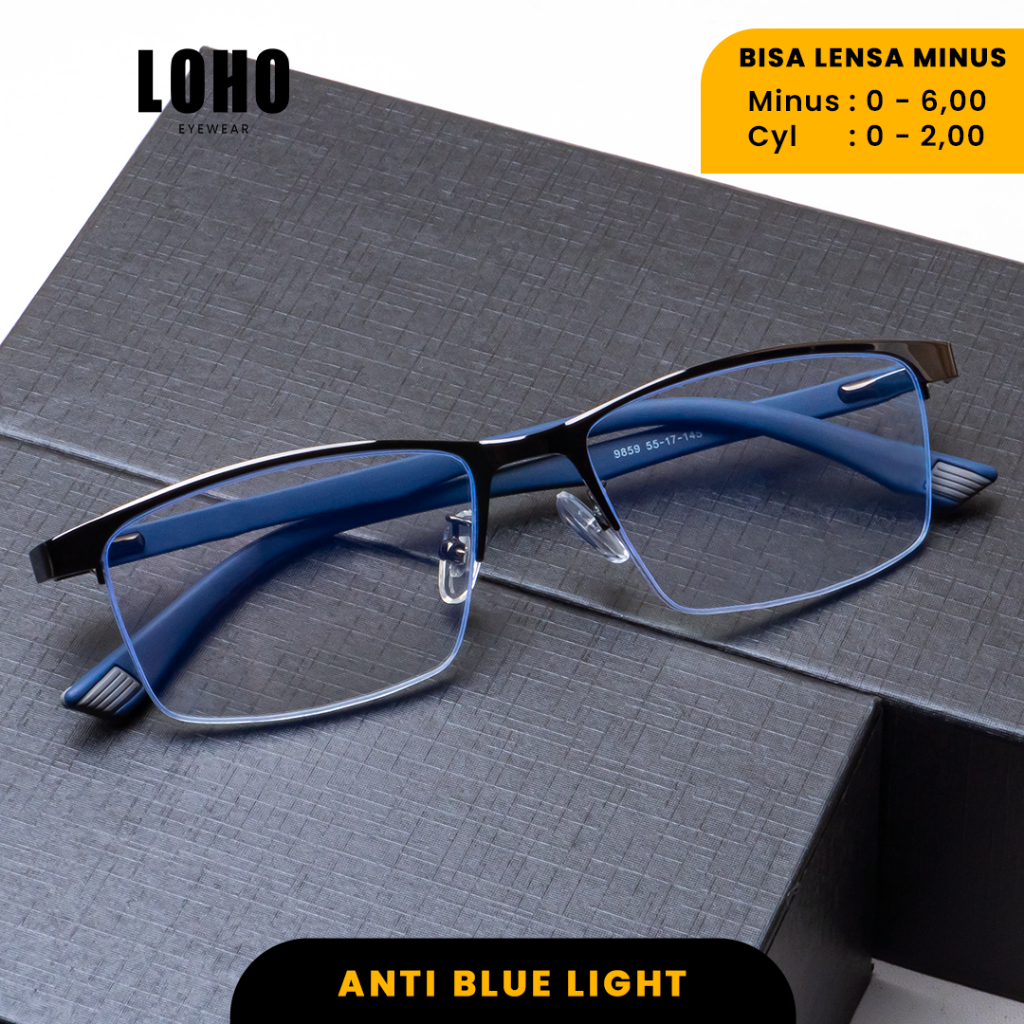 Jual Loho Kacamata Anti Radiasi Photocromic Bluecromic Minus Anti Blueray Frame Bulat Fashion