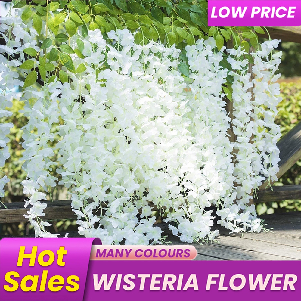 [ 110cm/PCS ] BUNGA WISTERIA JUMBO 1 LUSIN Dekorasi Wedding Pernikahan | Wisteria Lusinan Artificial Bunga Juntai Besar Rambat