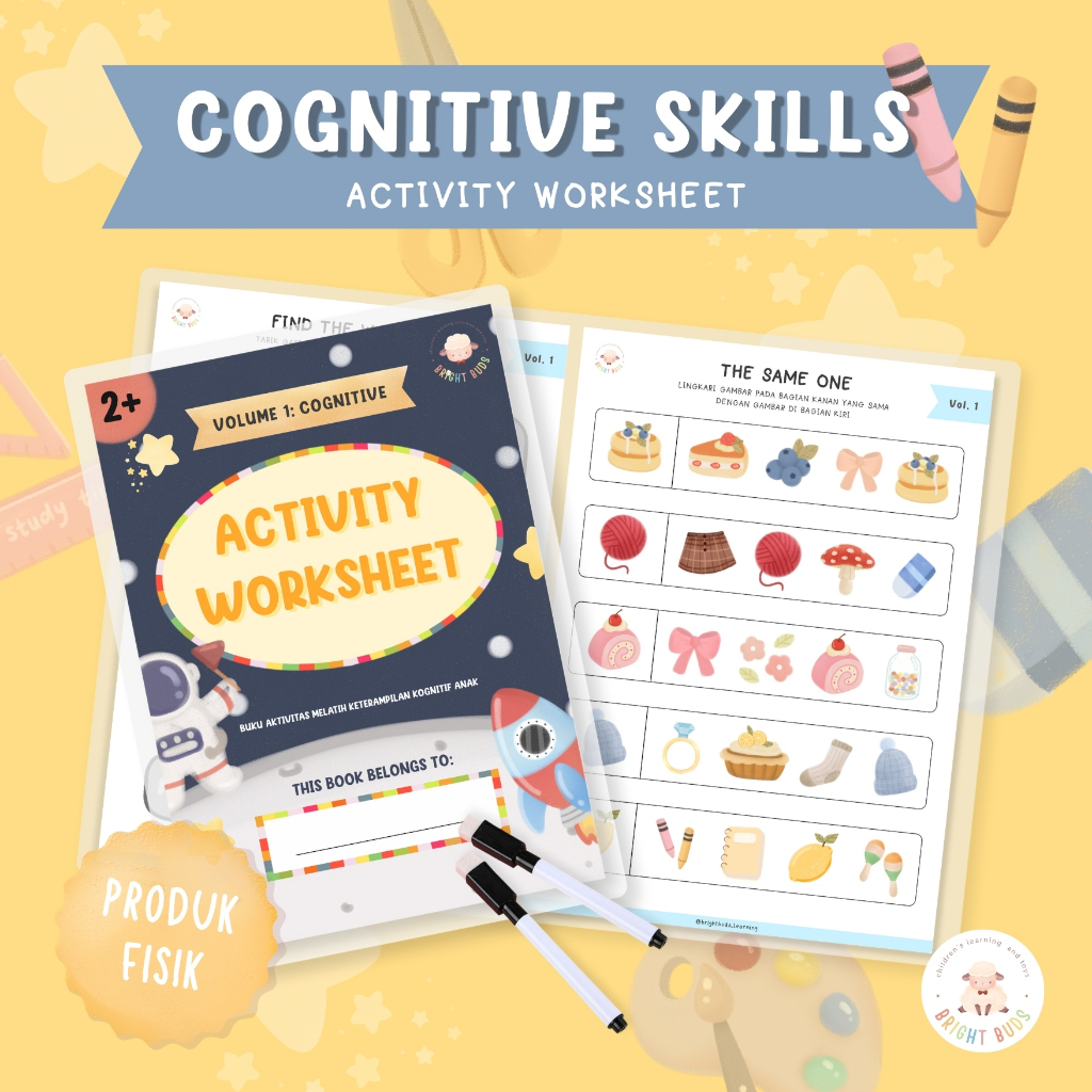 Jual BRIGHT BUDS Activity Worksheet COGNITIVE Anak (2+) | Activity Book ...