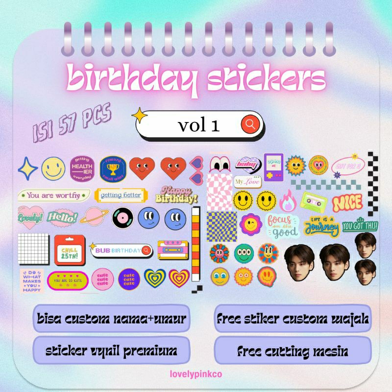 Jual Birthday Sticker Package 57 pcs • Stiker Custom Ulang Tahun ...