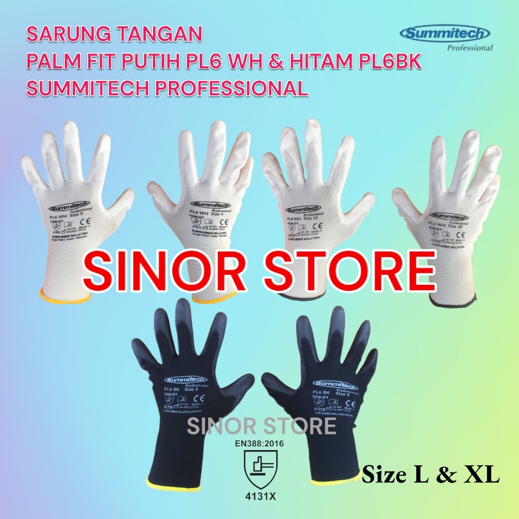 Jual Sarung Tangan Palm Fit Glove Palm Coated PL6 BK Summitech ...