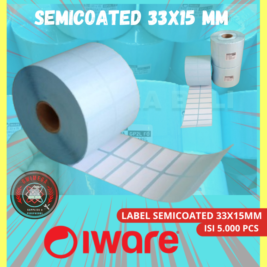 Jual LABEL UKURAN 33x15 2 line isi 5000 pcs BARCODE SEMICOATED | Shopee ...