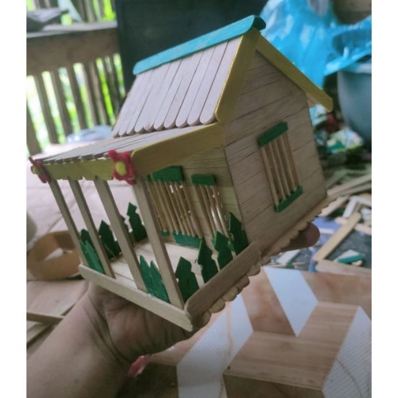 miniatur rumah betawi prakarya kerajinan tangan stik es krim terbaru
