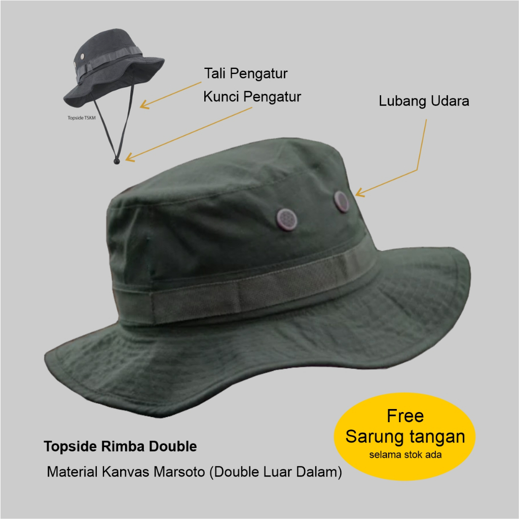 Jual Topi Rimba Gunung Kanvas Polos Pria Wanita Topside | Shopee Indonesia