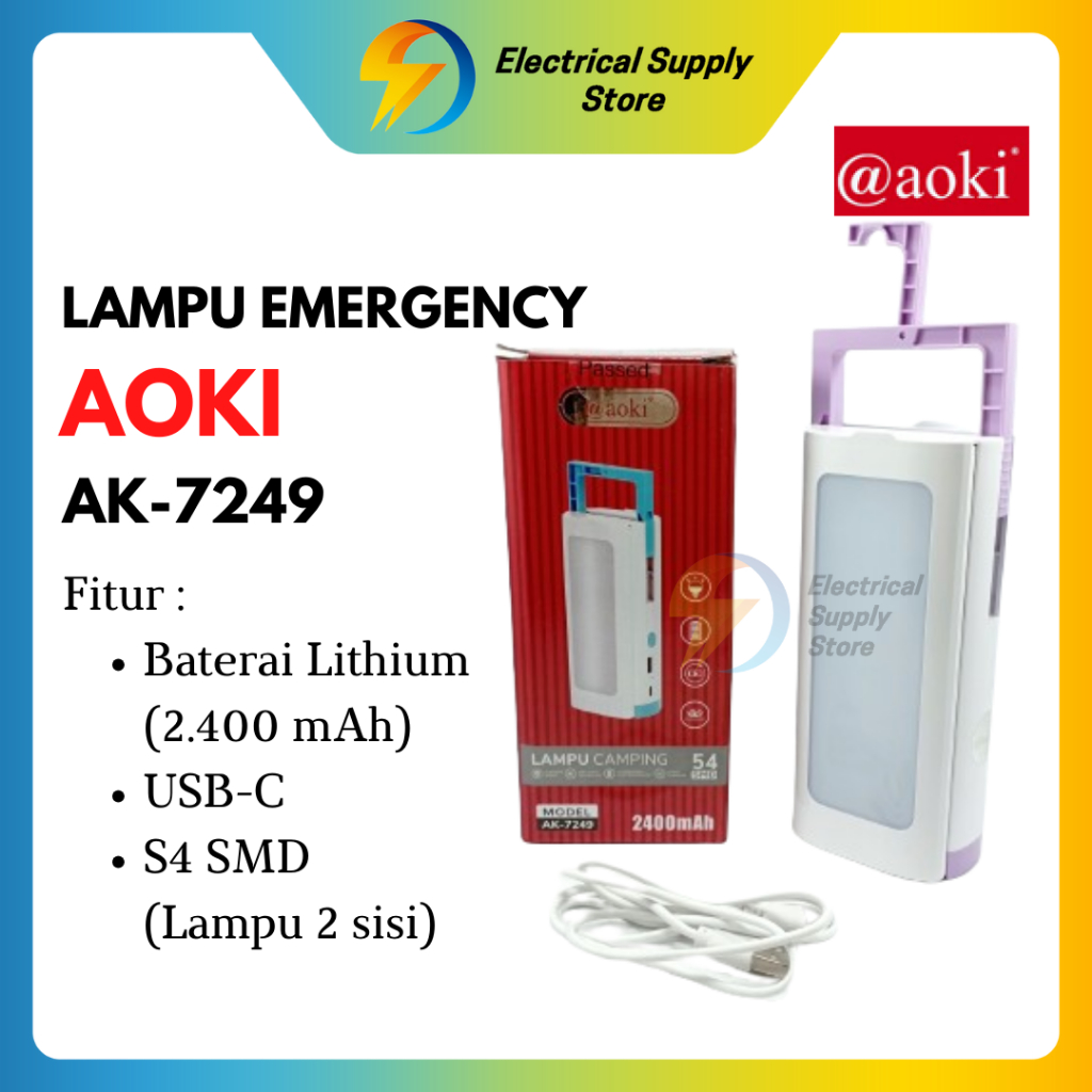Jual Lampu Emergency Darurat/Lampu Camping LED AOKI AK 7249 | Shopee ...