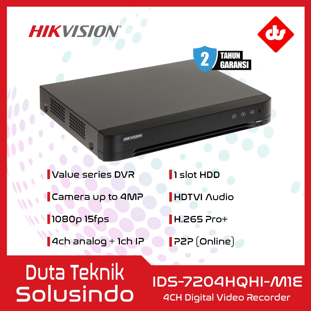 Jual DVR 5 In 1 Hikvision 4ch 4MP IDS-7204HQHI-M1/E 1 HDD H.265 ...