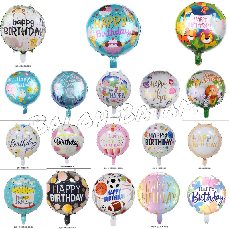 Balon foil Bulat Happy Birthday 45cm