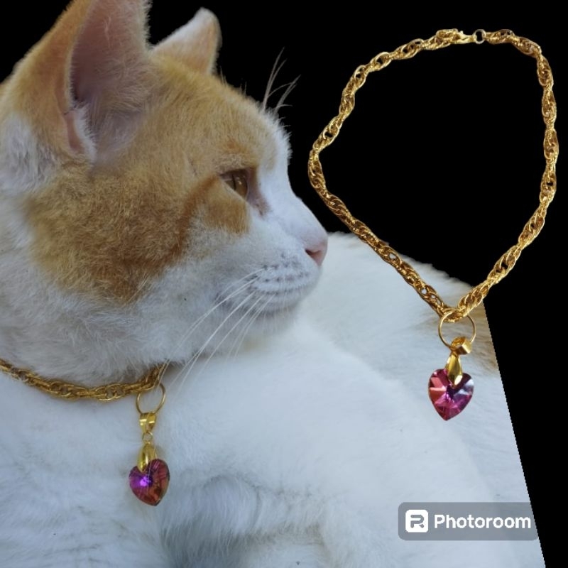 Jual kalung rantai liontin kristal sintetis untuk anabul kucing anjing ...