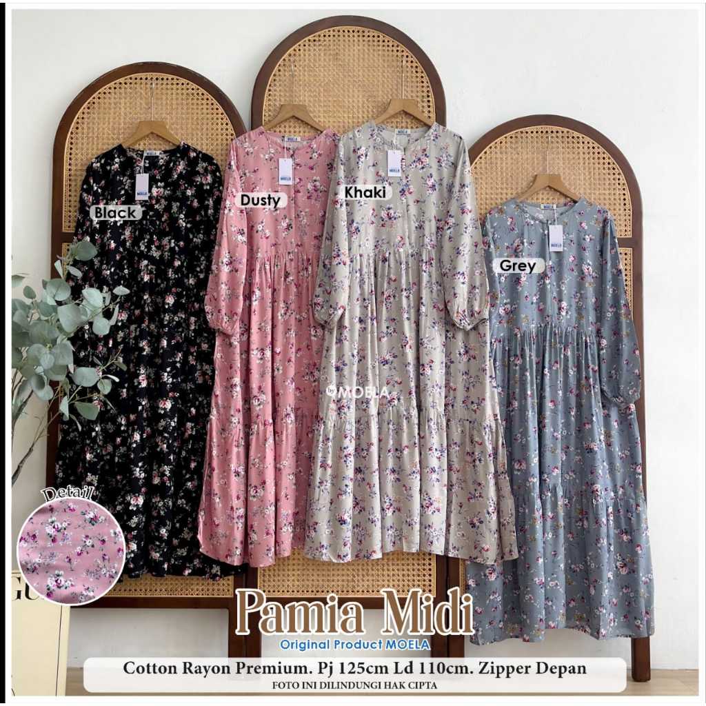 Jual Pamia Midi Dress Motif / Moela Brand | Shopee Indonesia
