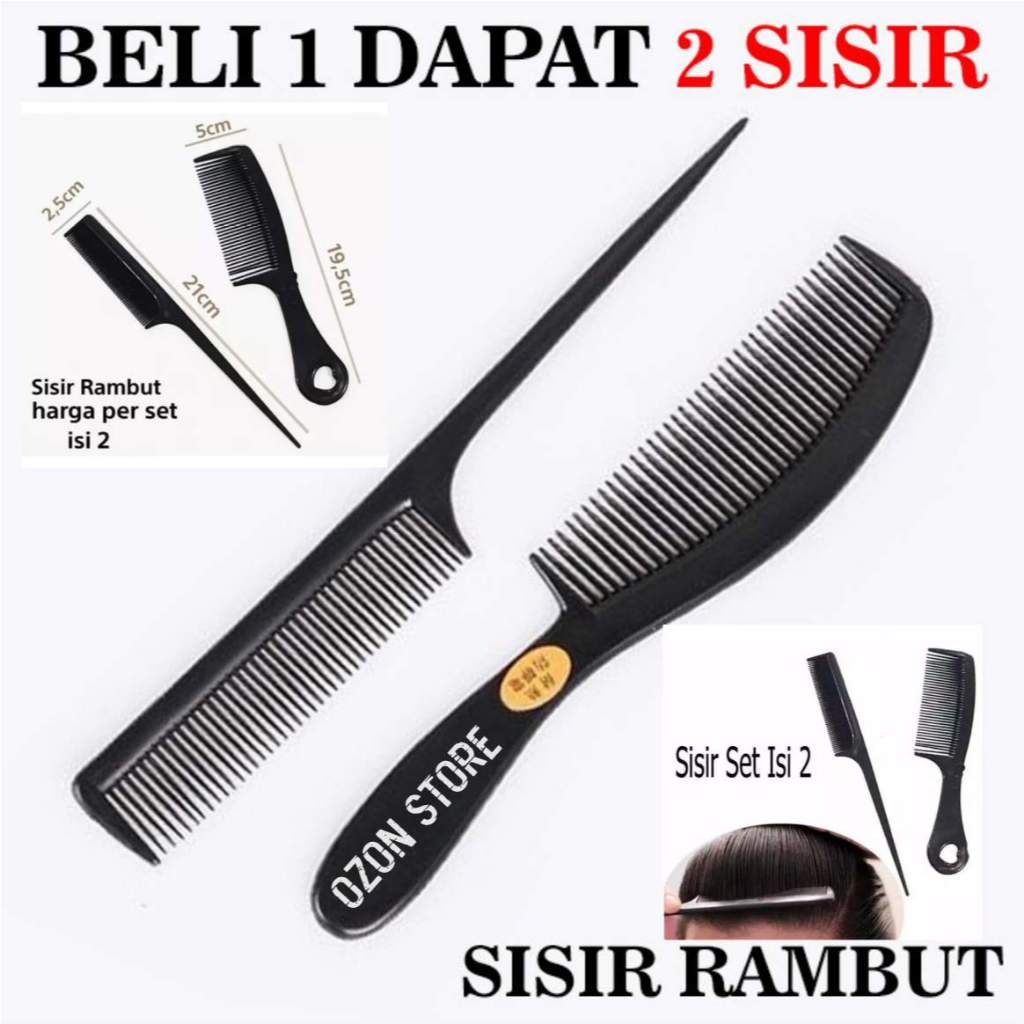 Jual Sisir Rambut 1 Set Beli1 dapat 2 Sisir / Bahan Plastik Warna Hitam ...