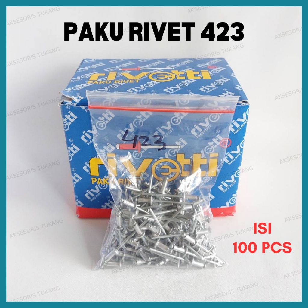 Jual Paku Rivet 423 Isi 100 Pcs Ukuran 3,2mm x 7mm | Shopee Indonesia
