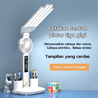 Jual Ready Garansi Tahun Lampu Meja Multifungsi In Led Lipat Empat Kepala Dengan Kipas Jam