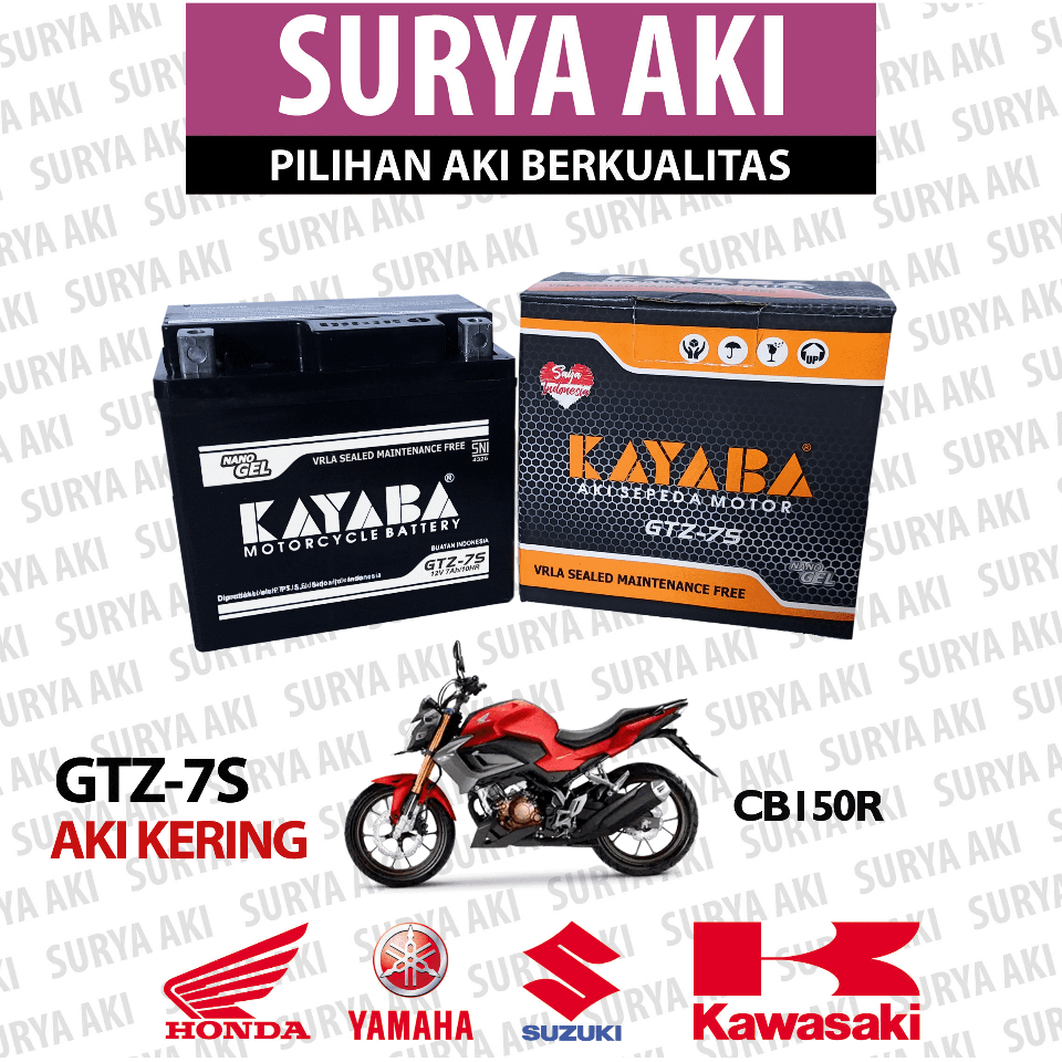 Jual Aki Motor CB150R KAYABA GTZ7S Aki Kering | Shopee Indonesia