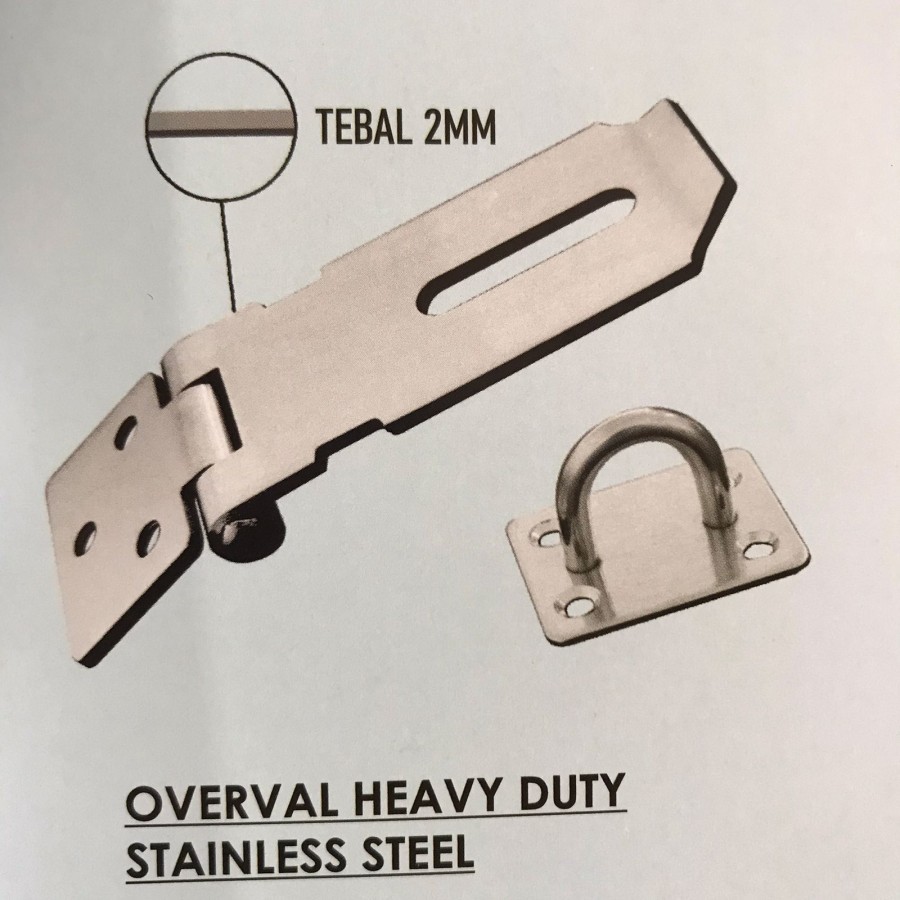 Jual OVERVAL/OVERPAL/HASP LOCK STAINLESS STEEL TANPA KUNCI GEMBOK 3INC ...
