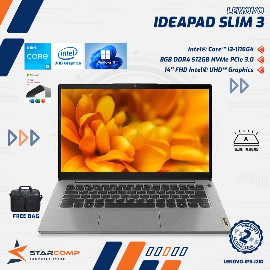 Jual Lenovo Ideapad Slim 3 14ITL6 Intel Core i3 1115G4 8GB 512GB IP3 ...