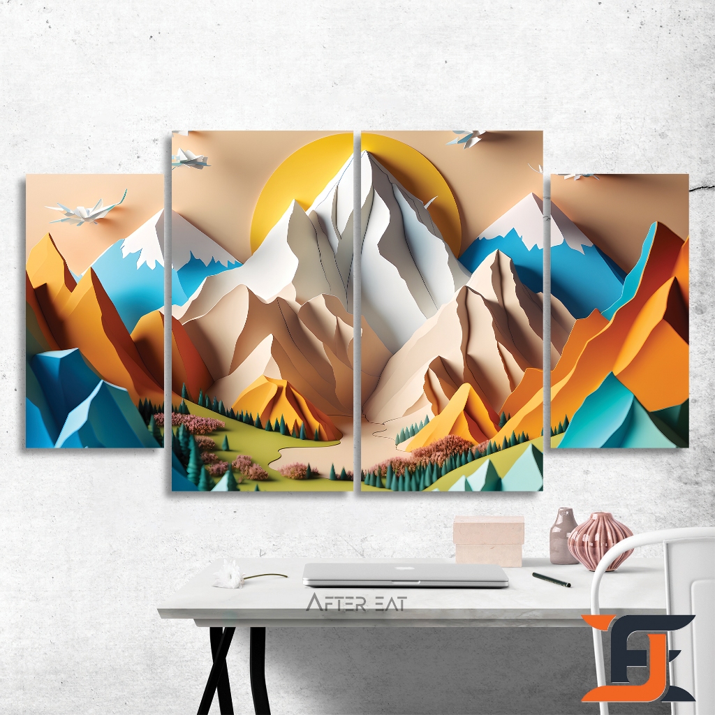 Jual AFTEREAT HIASAN DINDING 4 IN 1 SET 3D PEMANDANGAN GUNUNG WALLDECOR ...