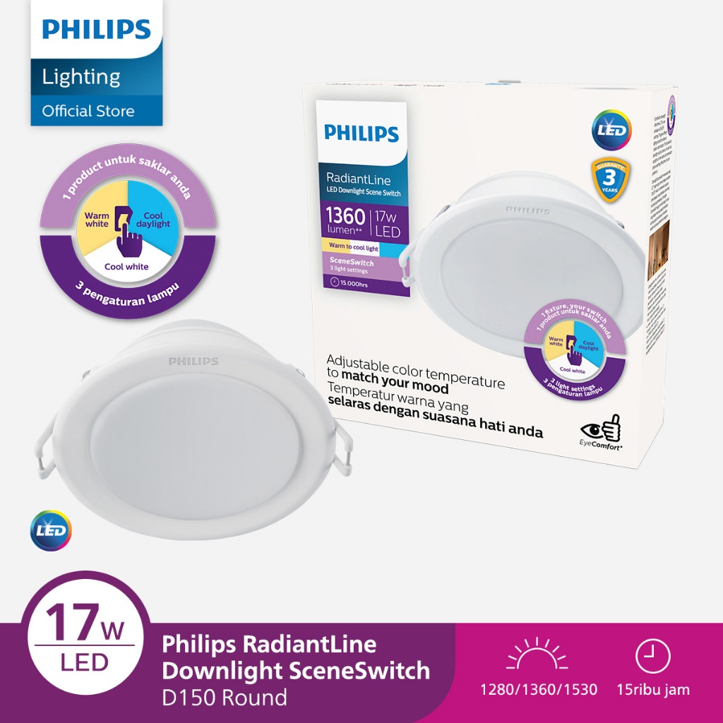 Jual Philips Lampu Radiantline LED Downlight SceneSwitch 17W D150 3