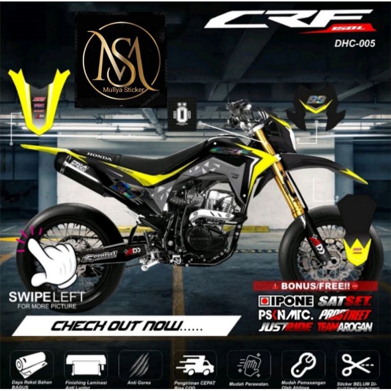 Jual stiker decal CRF150L full body grafis lis kuning | Shopee Indonesia