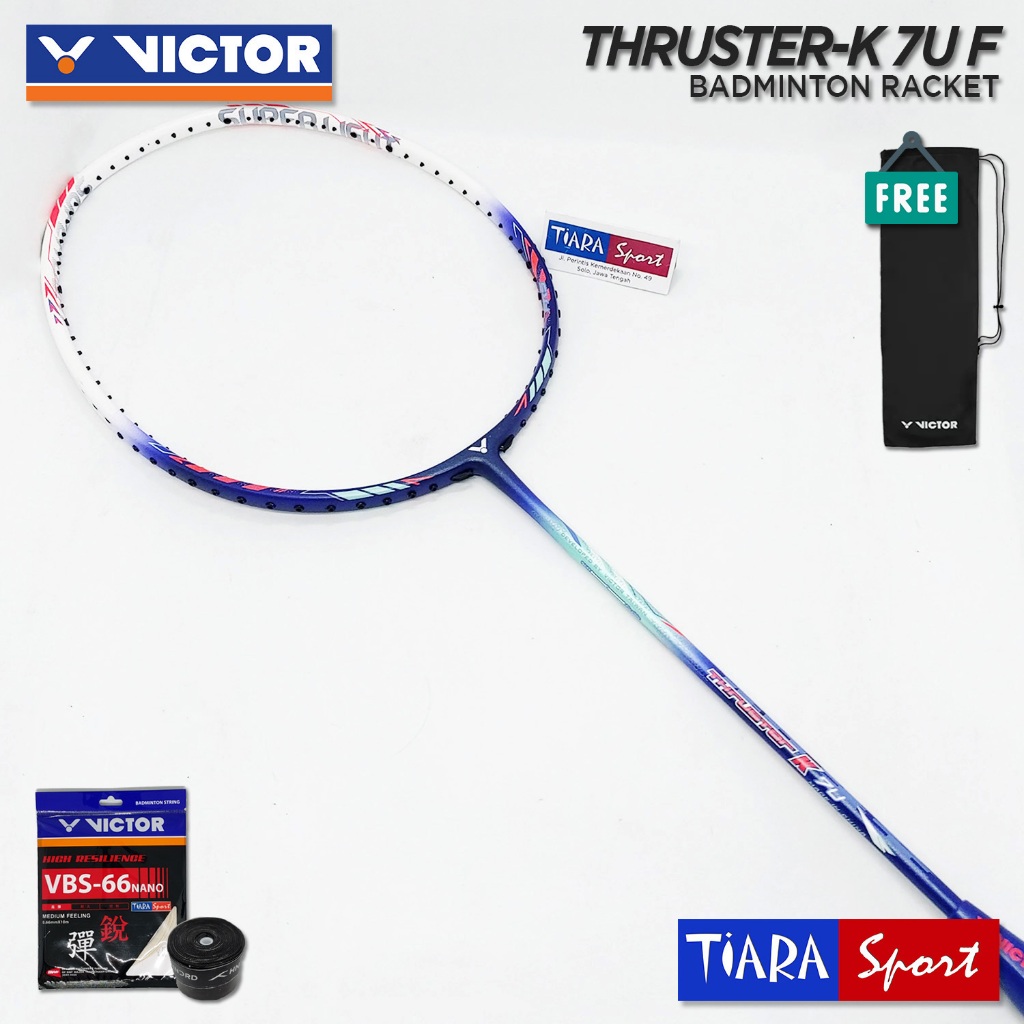Victor Thruster K 7U Badminton Racquet [Glazed Blue]  - Strung