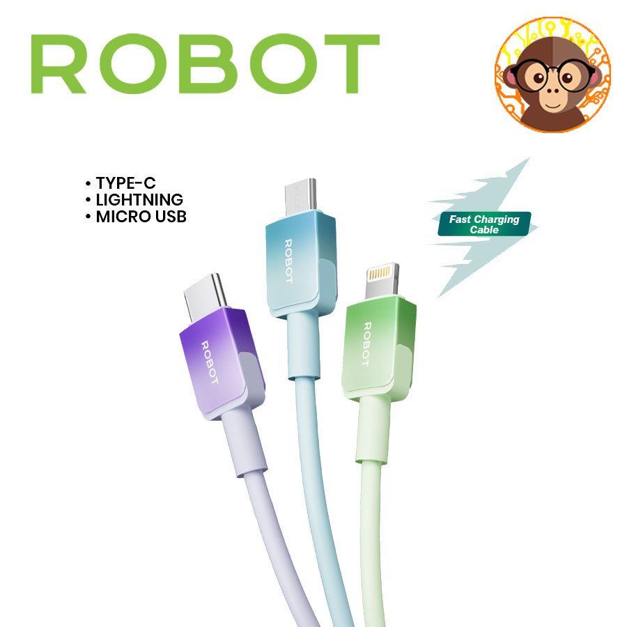 Jual Kabel Data Robot RJM/RJC/RJL100 Type C Micro USB Lighting 100cm ...