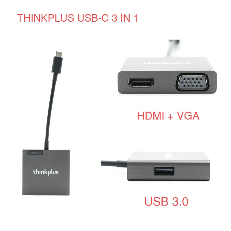 Jual LENOVO ThinkPlus Video Adapter USB-C 3-in-1 - USB-C to HDMI and ...