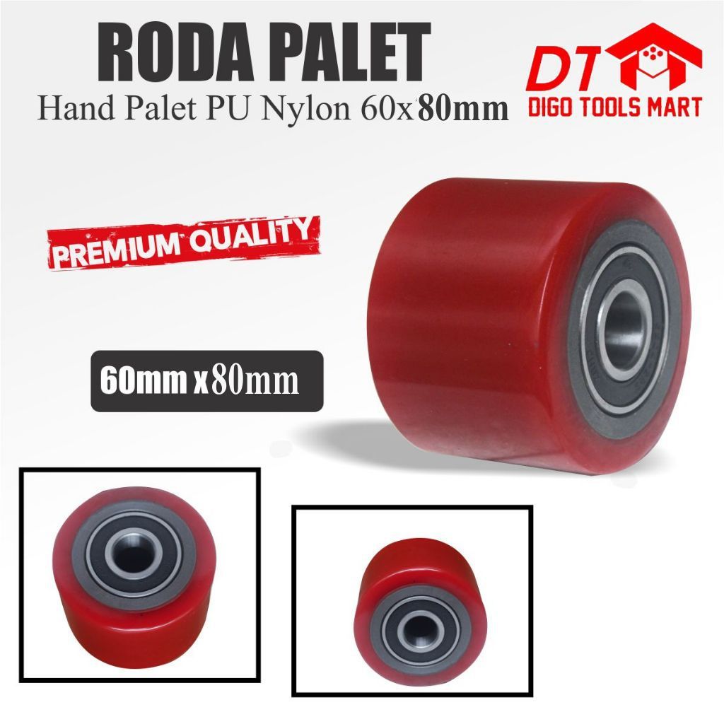 Jual Roda Hand Pallet 80mm x 60mm PU Polyurethane Double Bearing Palet ...