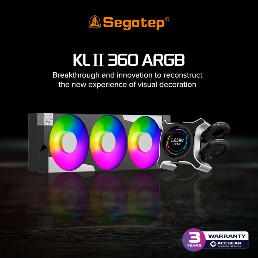 Jual SEGOTEP KL II 360 LCD ARGB BLACK 360MM LIQUID AIO WATER CPU COOLER ...