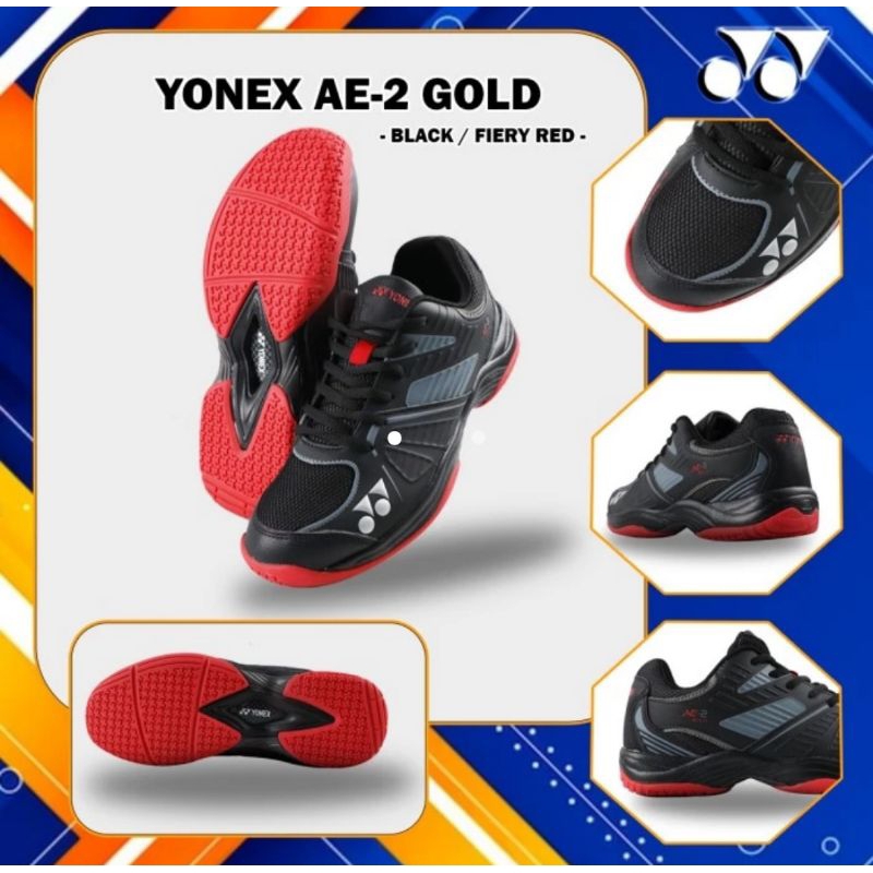Jual Sepatu Badminton YONEX ALL ENGLAND 02 / AE2 / AE-2 GOLD ORI BLACK ...