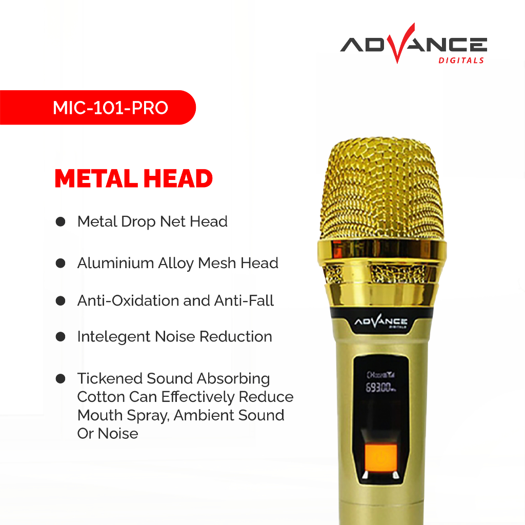 Jual 【COD】Mic Wireless Advance MIC-101 PRO Profesional Microphone Bisa ...
