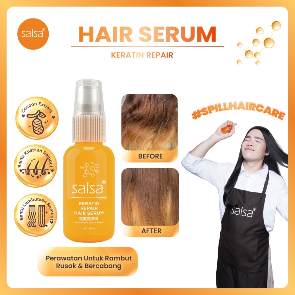 Jual AS SALSA Hair Serum Keratin 80ml Hair Care Spray Perawatan Rambut ...