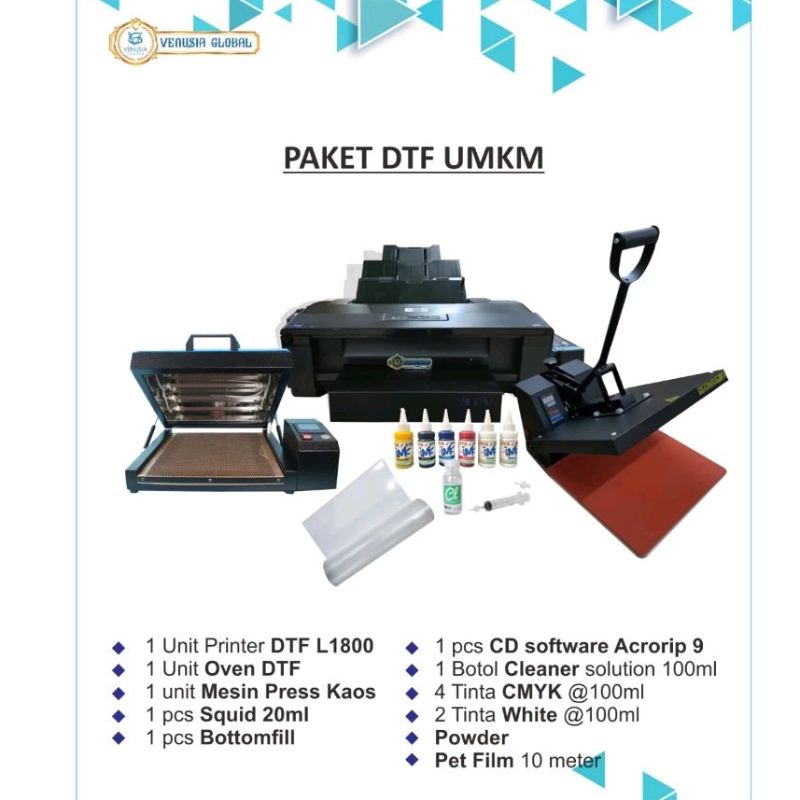 Jual Paket Usaha Sablon Digital Print DTF A3 Roll Printer DTF Tinta