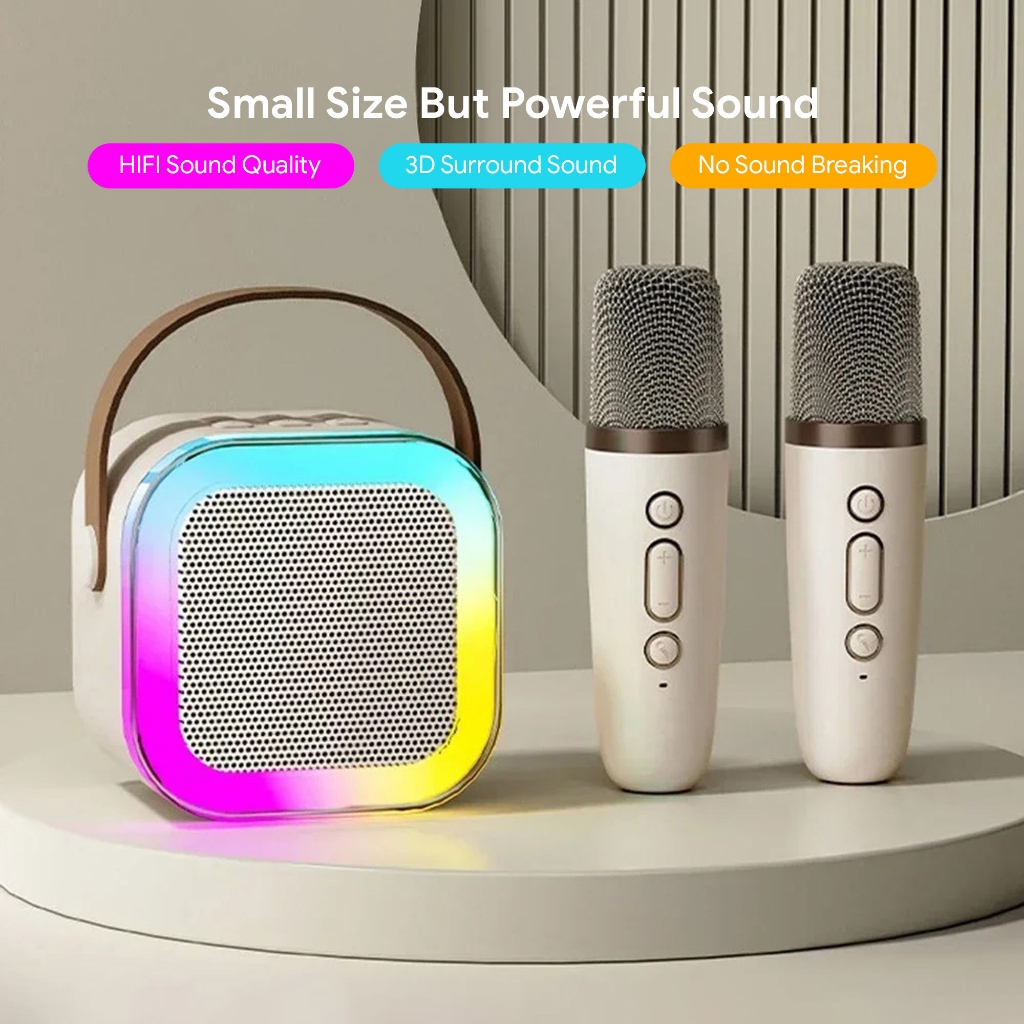Jual Speaker Bluetooth 2 Mic 1 Set Karaoke Speaker KTV Cute Wireless ...