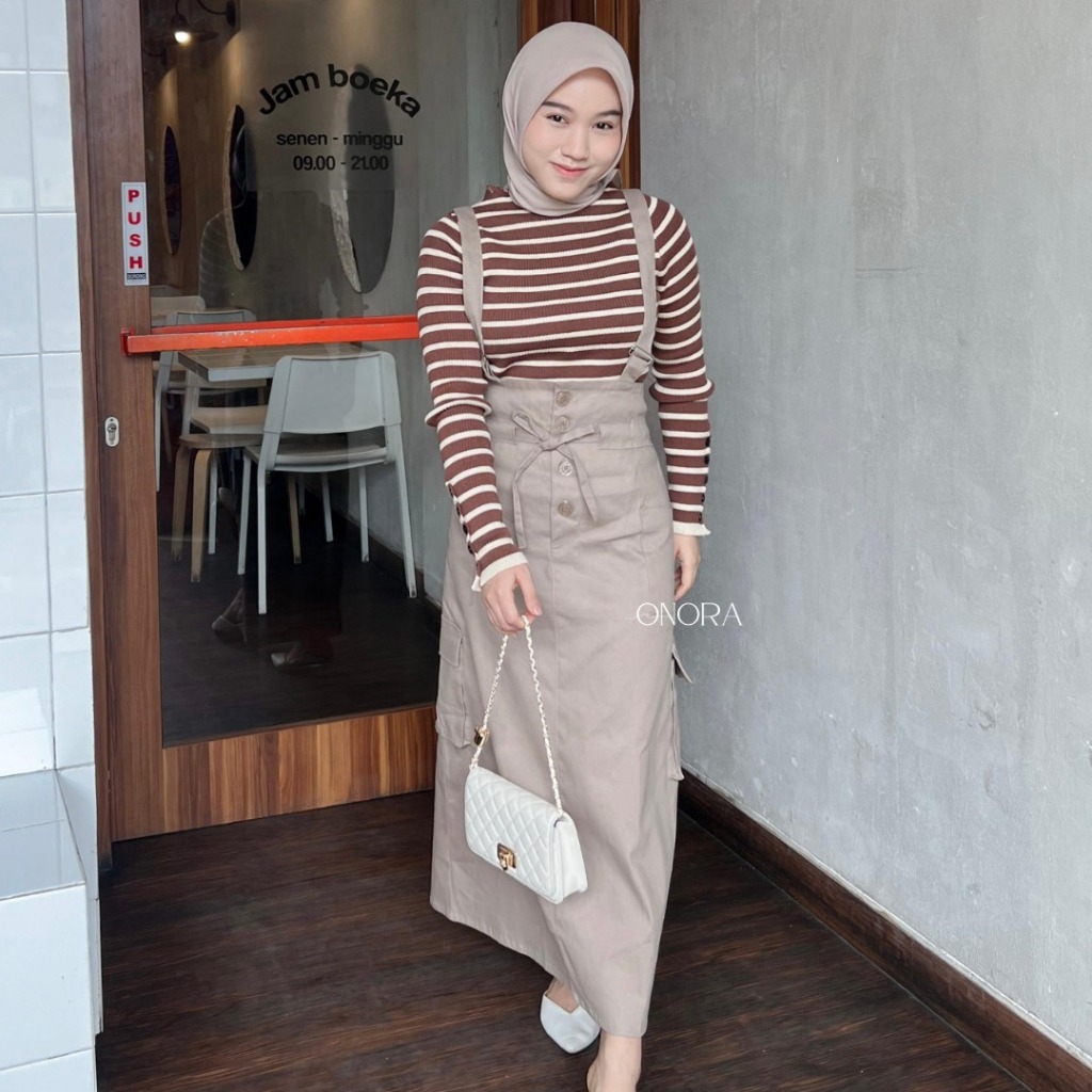 Jual Onora - Najma Overall Katun Twill Jumpsuit Wanita Rok Cargo ...