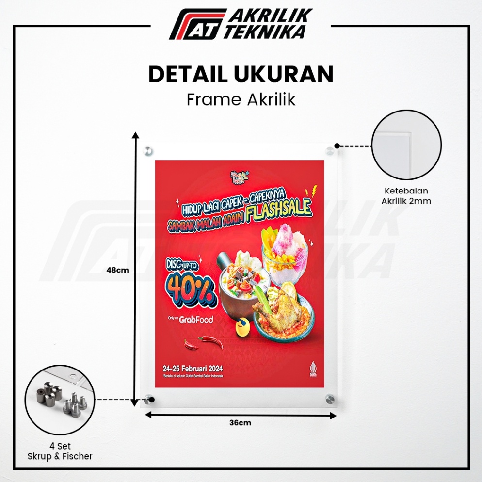 Jual Produk Terbatas Frame Bingkai Display Poster Akrilik Menu Dinding ...
