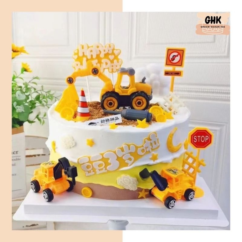Jual Hiasan Kue Tema Proyek Topper Kue Konstruksi Excavator Beko Crane ...