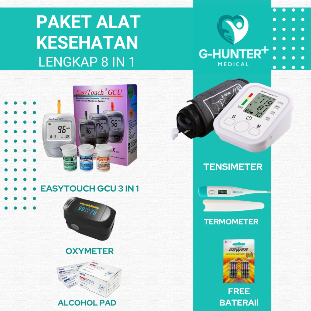 Jual Paket Alat Kesehatan Lengkap Tensimeter Digital Otomatis Easy