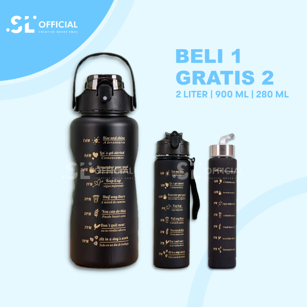 Jual SL 2LTR BOTOL MINUM VIRAL 3IN1 PORTABLE CUP OLAHRAGA SEKOLAH ...