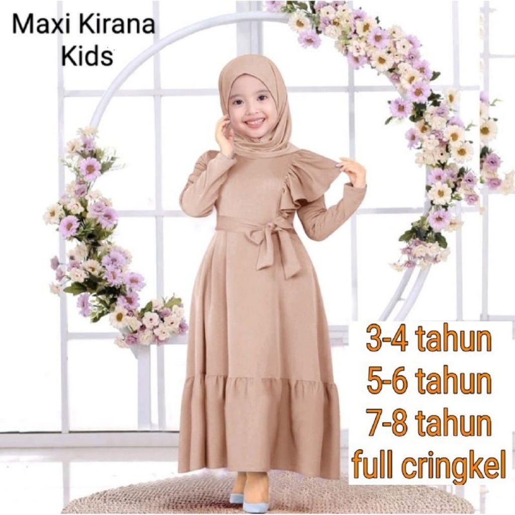 Jual Dias Gamis Set Hjab Anak Bahan katun Cringkle Baju Muslim anak