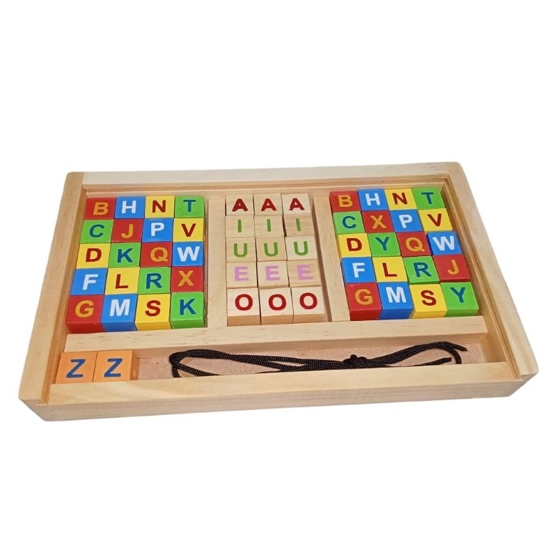 Jual Mainan Edukasi Anak Balok Ronce Kayu Huruf Alfabet | Shopee Indonesia