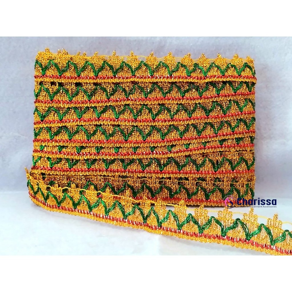 Jual Renda 1660 / renda mas 2.5 cm / 15 meter / renda tanggung / renda ...