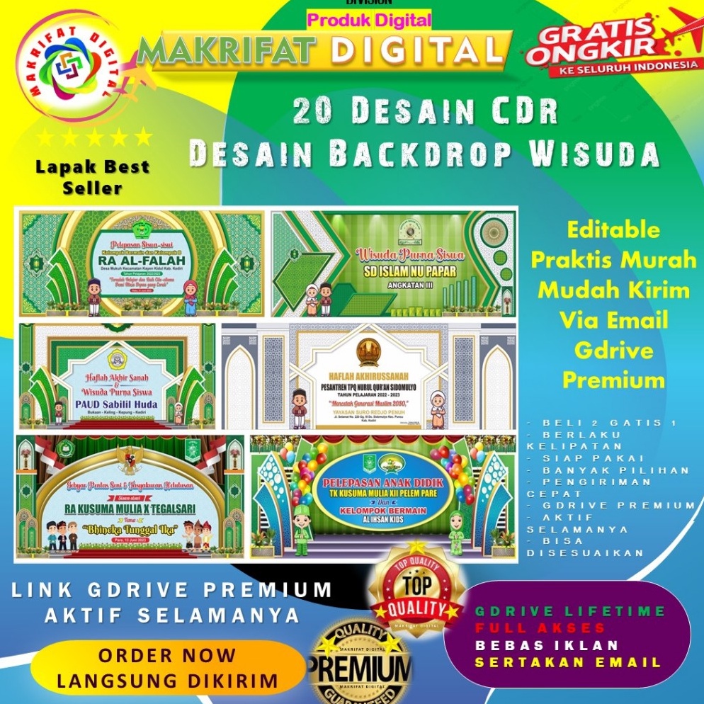 Jual 2 Desain CDR Backdrop Spanduk Banner WISUDA Kampus Sekolah SMA SMP ...