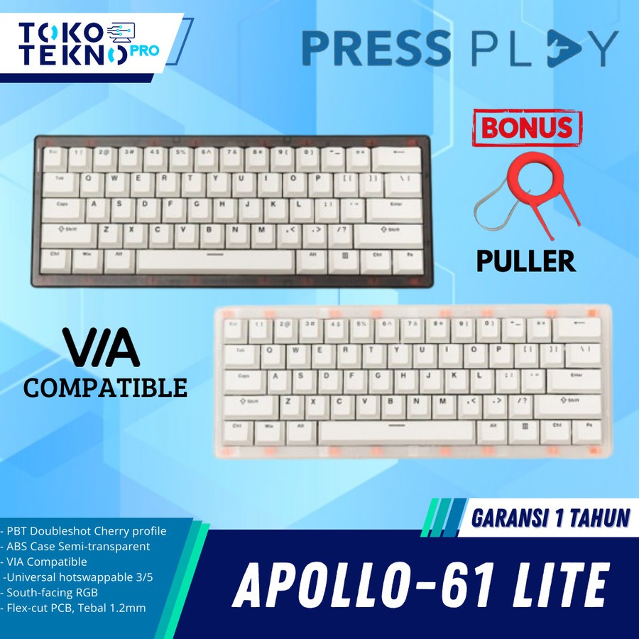 Jual Press Play Apollo61 / Apollo-61 Lite Wired Mechanical Keyboard VIA ...