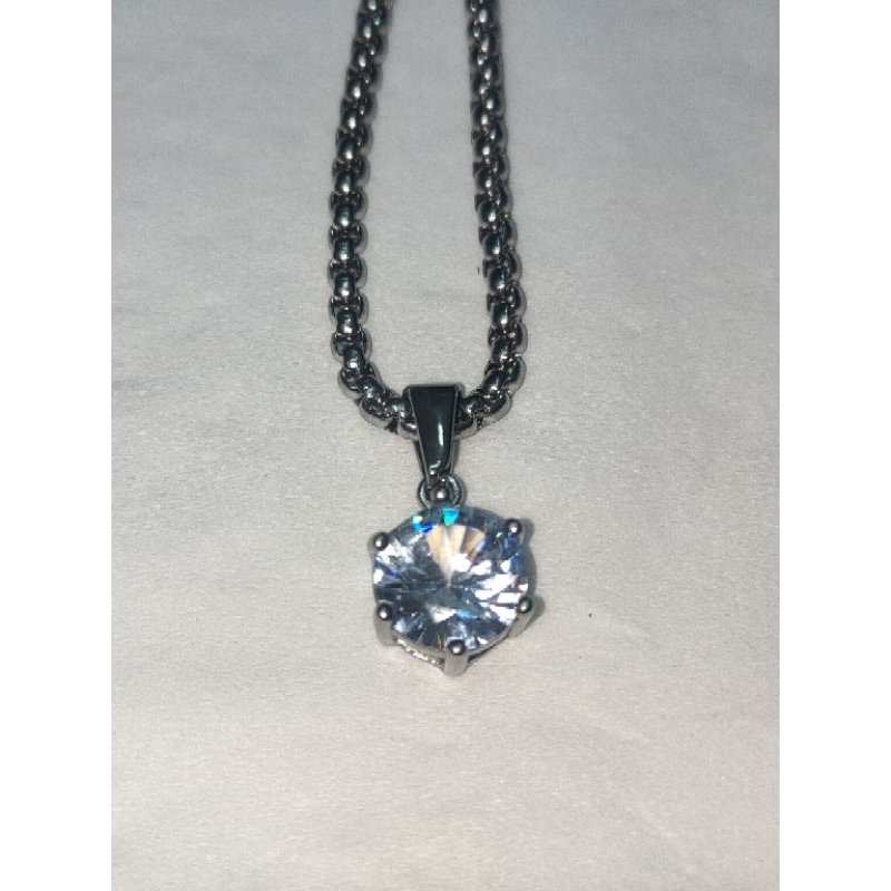 Jual Kalung & Liontin Titanium Putih Model Rollo Batu Diamond | Shopee ...