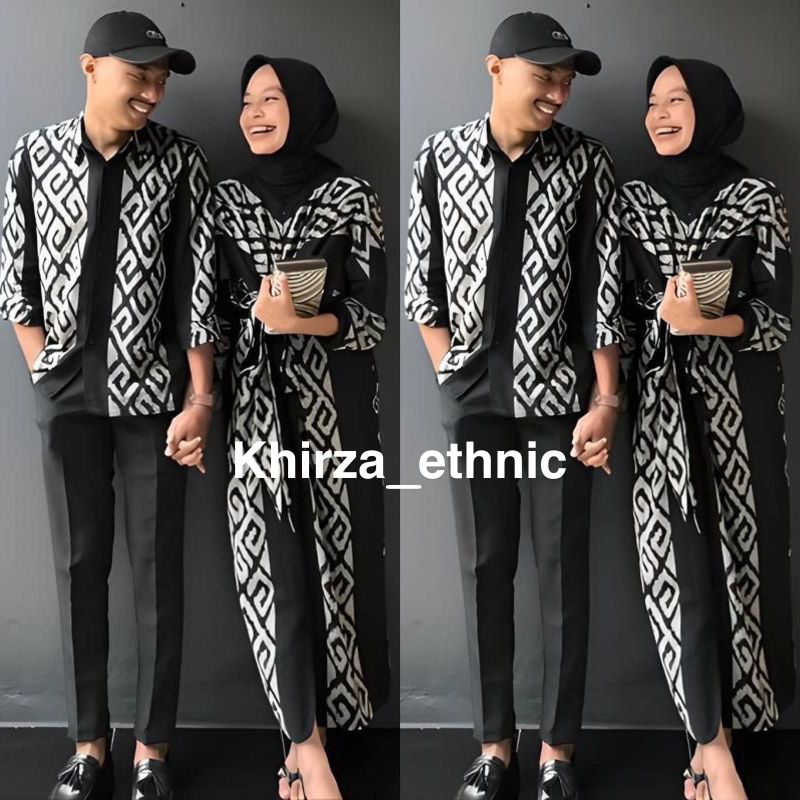 Jual raisa black couple Lengan panjang - baju tenun couple - baju ...